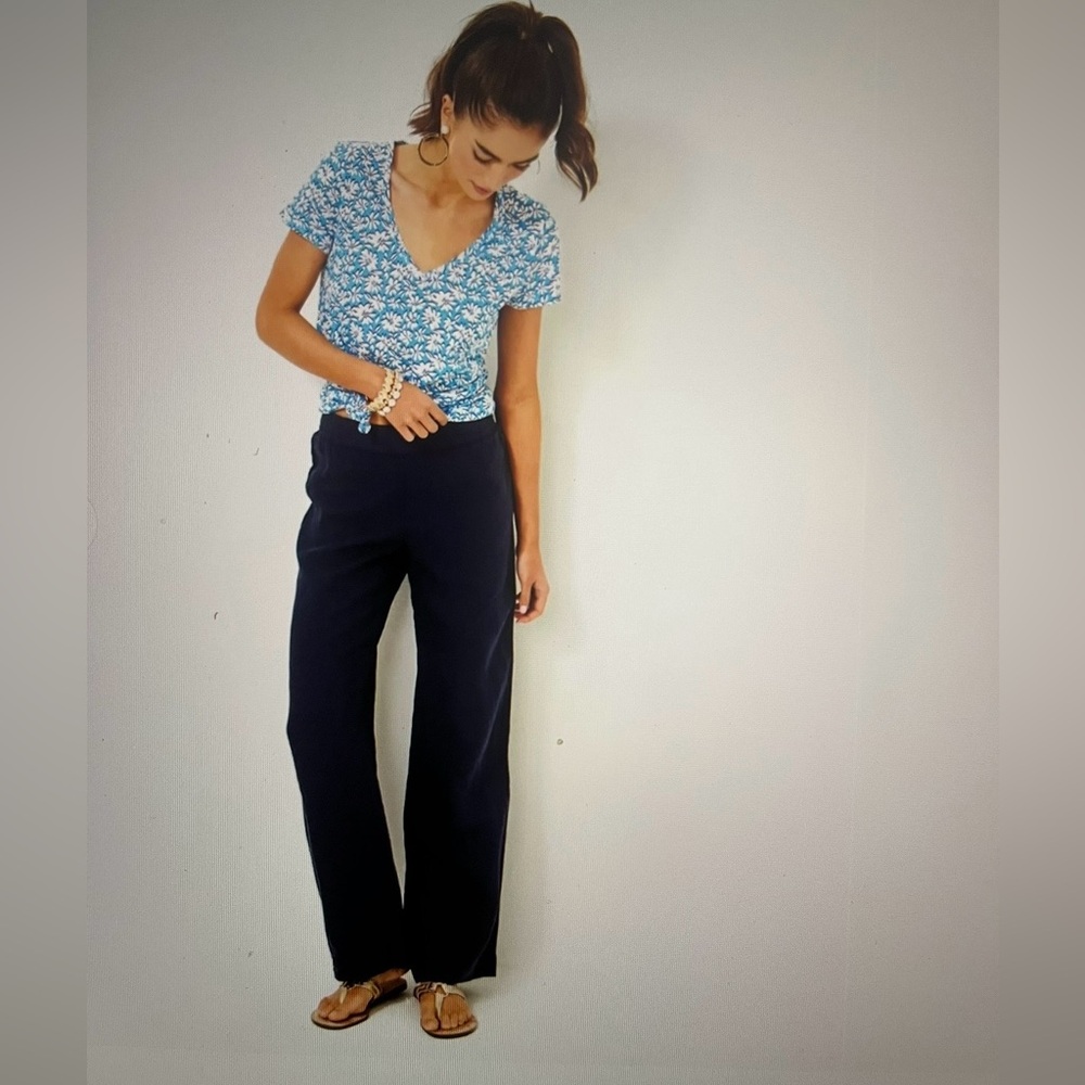 🌻NWT🌻 Lilly Pulitzer 31” Deri Linen Palazzo Pant. - Picture 2 of 6